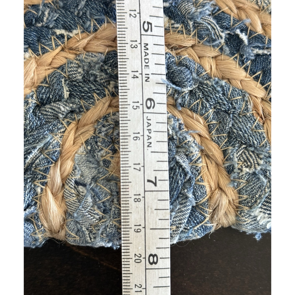 SHIRALEAH Chicago Jute/Cotton Crescent Burlap Blue/Tan Clutch Bag Vacation Beach - Picture 13 of 14